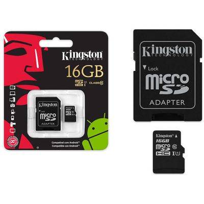 Cartao-de-Memoria-Micro-SD-16GB-Class-10---Adaptador-SD---Kingston-KC-C3016-4V1