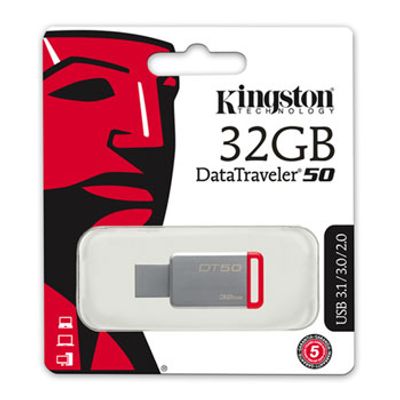 Pen-Drive-32GB-Data-Traveler-USB-3-1-3-0-2-0-Vermelho-Kingston-DT50-32GB