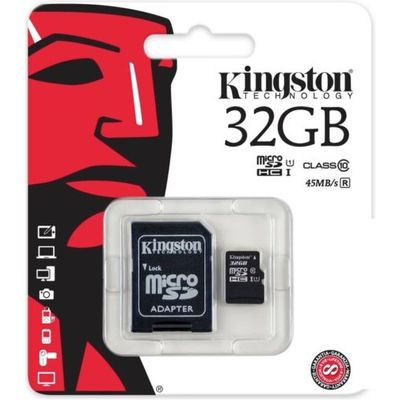 Cartao-de-Memoria-Micro-SD-32GB-Class-10-Adaptador-SD-Kingston-KINSDSISD1032G2A Cartao-de-Memoria-Micro-SD-32GB-Class-10-Adaptador-SD-Kingston-KINSDSISD1032G2A