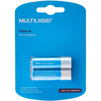 Multilaser-CB053-Pilhas-Recarregaveis-AA-2500Mah-2-Unidades Multilaser-CB053-Pilhas-Recarregaveis-AA-2500Mah-2-Unidades