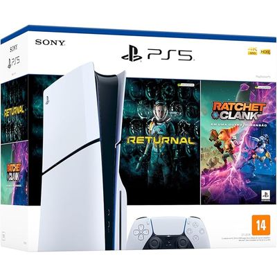 Console-PlayStation-5-Midia-Fisica-Slim-Branco-1TB-Returnal-e-Ratchet-e-Clank-Controle-Sem-Fio-Dualsense-Branco-