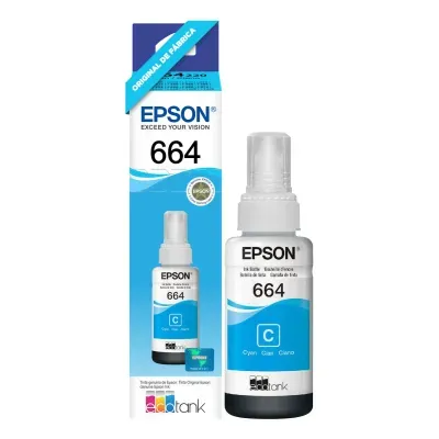 Cartucho Epson 664 Refil L100/L200/L300/L400/L500/L1300 Ciano - T664220 Cartucho Epson 664 Refil L100/L200/L300/L400/L500/L1300