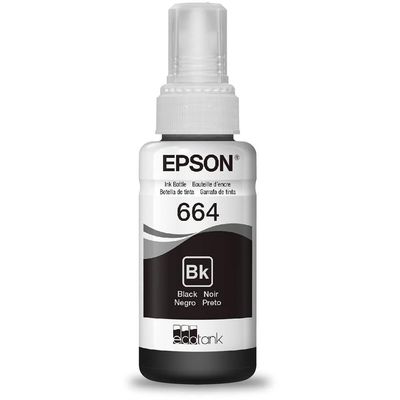 Cartucho Epson 664 Refil L100 L200 L300 L400 L500 L1300 Preto - T664120 Cartucho Epson 664 Refil L100 L200 L300 L400 L500 L1300